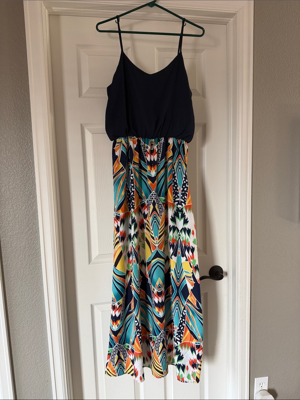 Blue Rain Navy & Multicolor Printed Maxi Dress